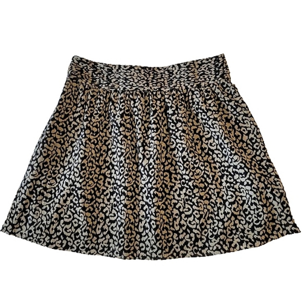 Loft women's tan black flowy short skirt size 2